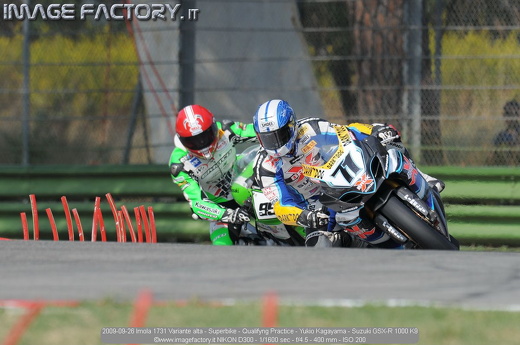 2009-09-26 Imola 1731 Variante alta - Superbike - Qualifyng Practice - Yukio Kagayama - Suzuki GSX-R 1000 K9